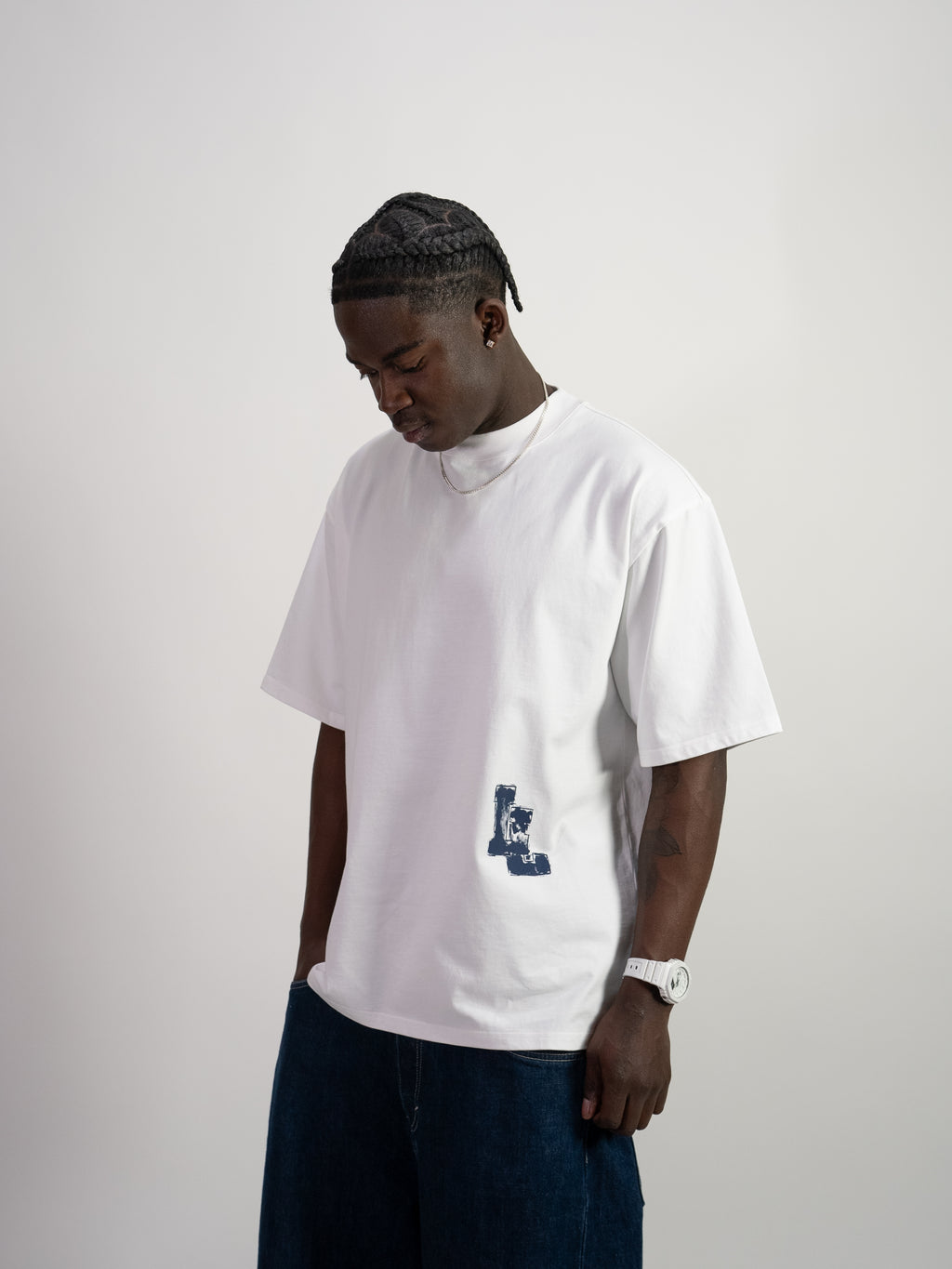 PAINTERS TEE - WHITE/NAVY