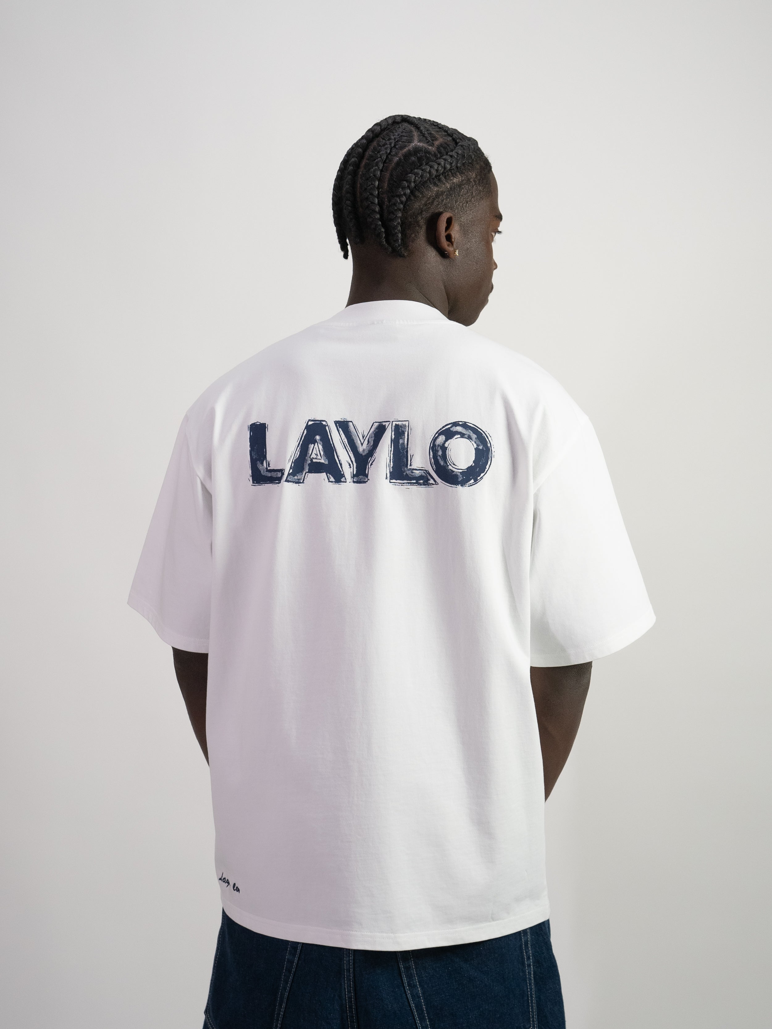 PAINTERS TEE - WHITE/NAVY
