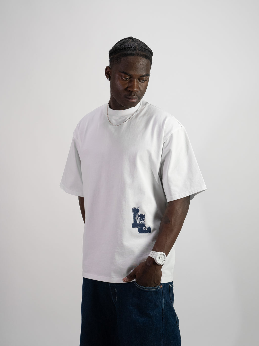 PAINTERS TEE - WHITE/NAVY
