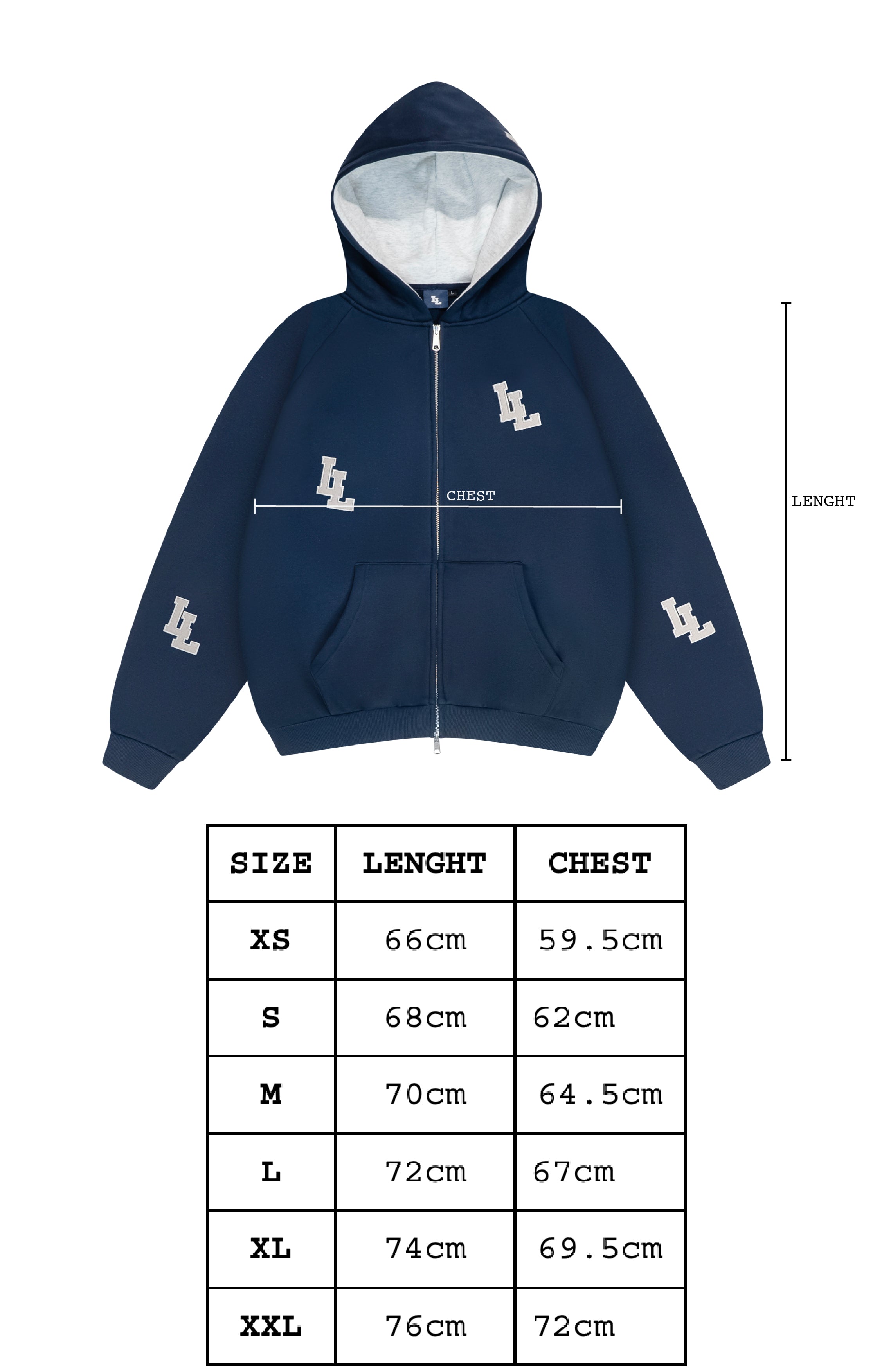 2L ZIP HOODIE - NAVY/GREY – LAYLO