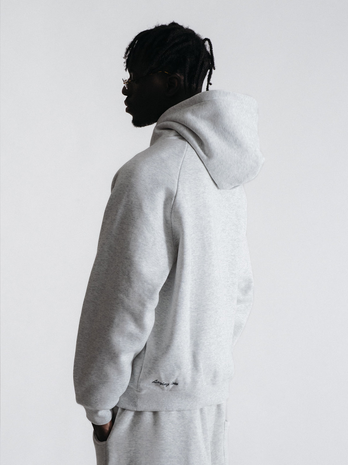 SIGNATURE HOODIE - LIGHT GREY/NAVY