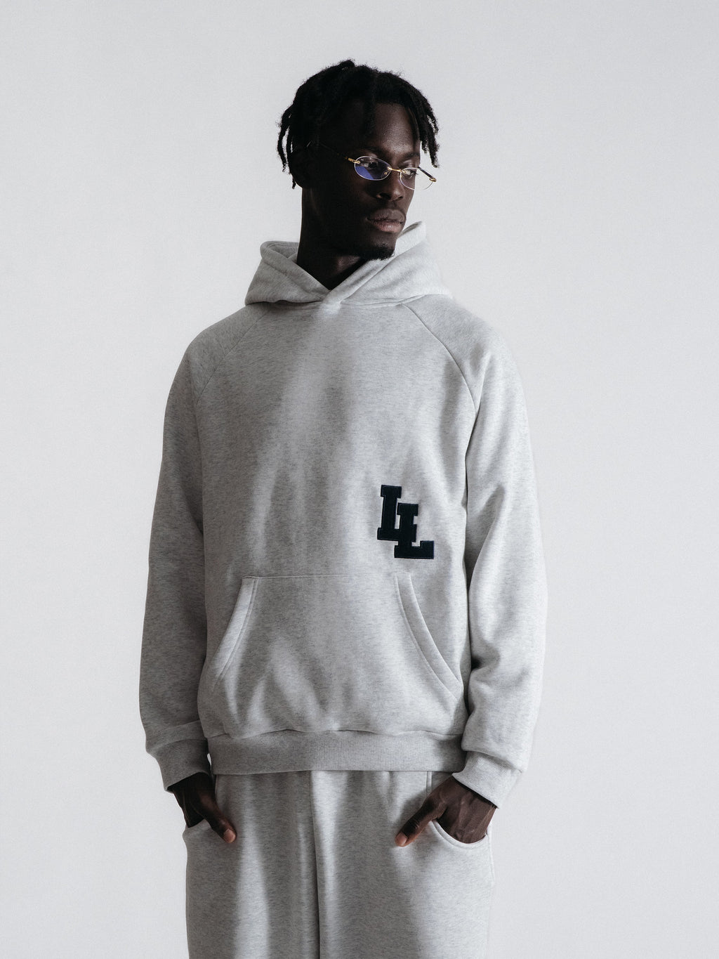 SIGNATURE HOODIE - LIGHT GREY/NAVY