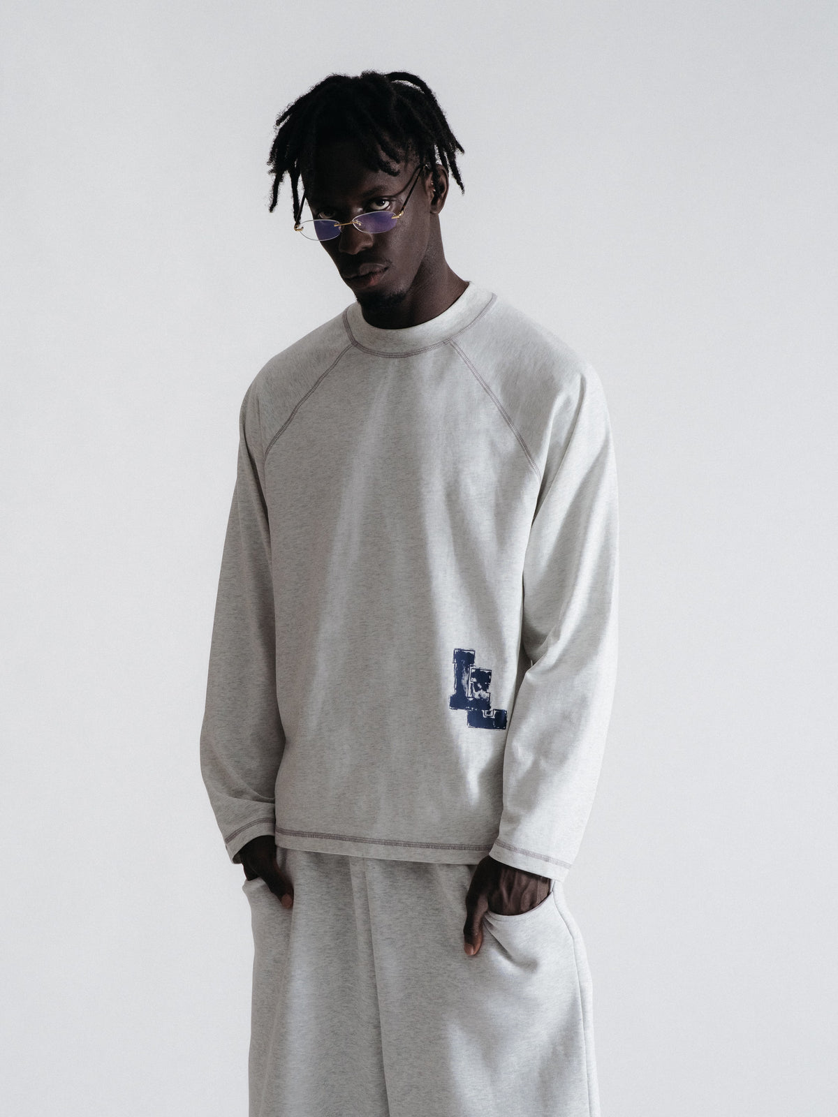 PAINTERS LONGSLEEVE - LIGHT GREY/NAVY