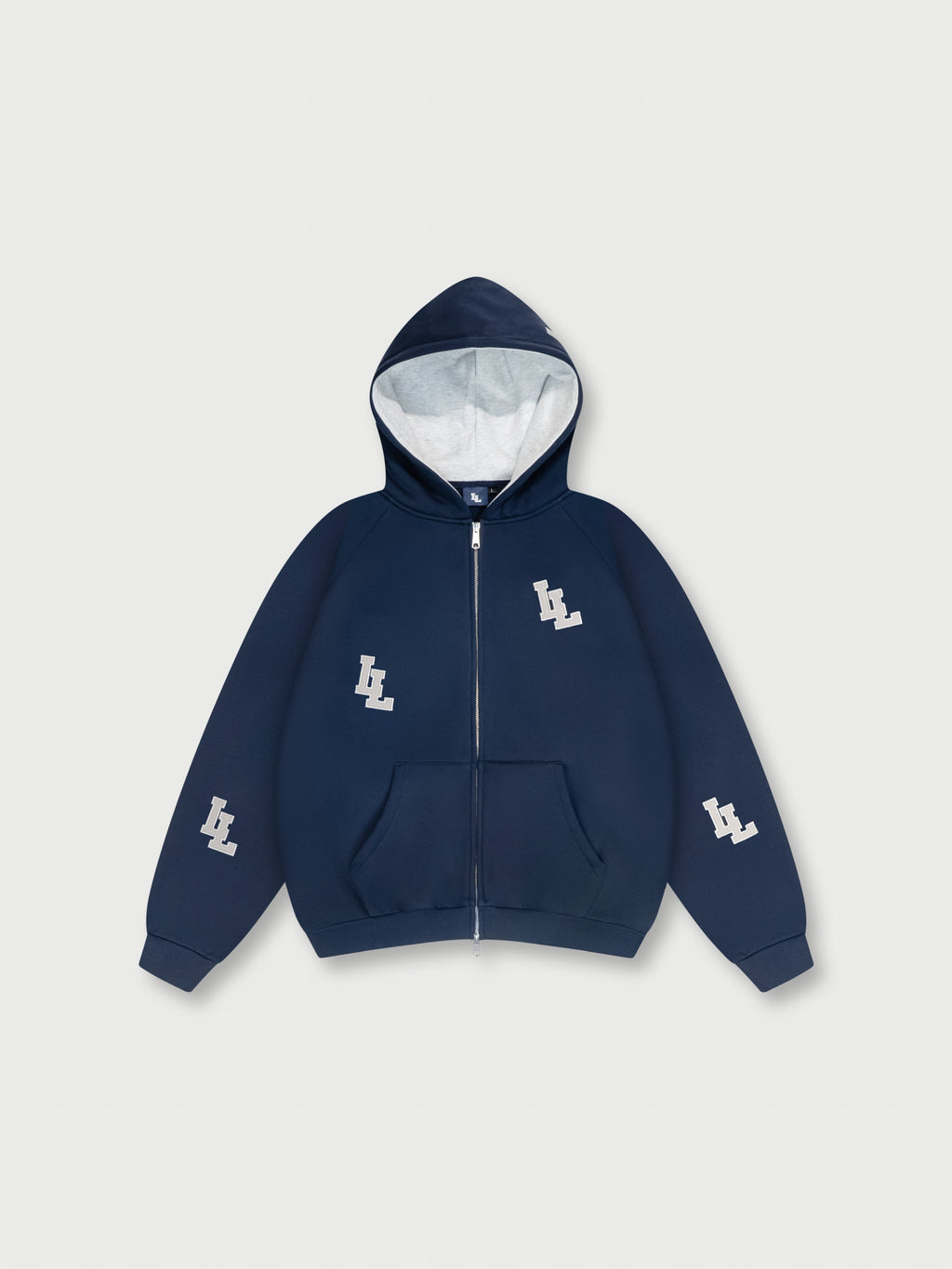 2L ZIP HOODIE - NAVY/GREY