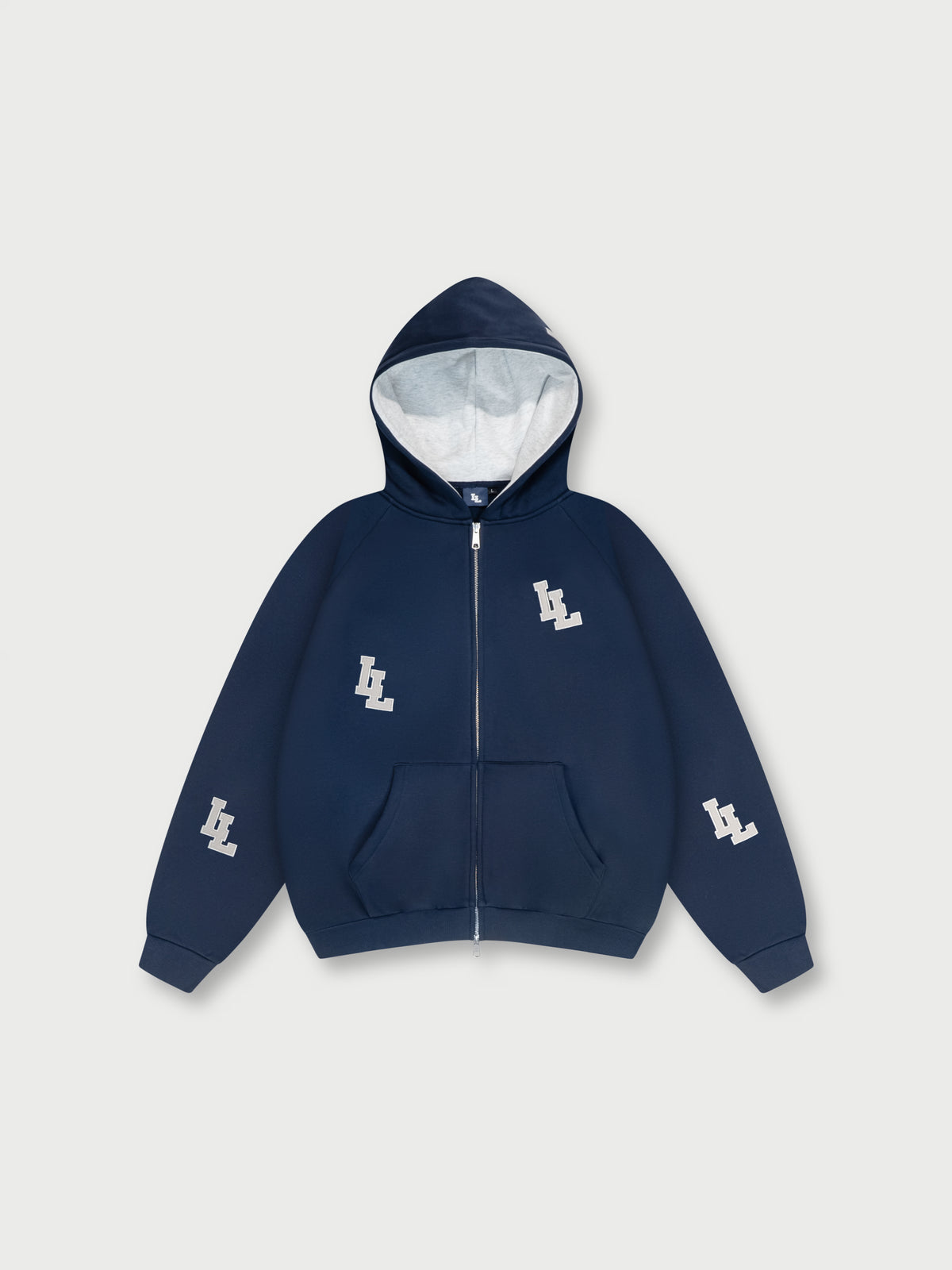 2L ZIP HOODIE - NAVY/GREY – LAYLO