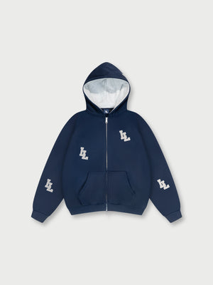 2L ZIP HOODIE - NAVY/GREY
