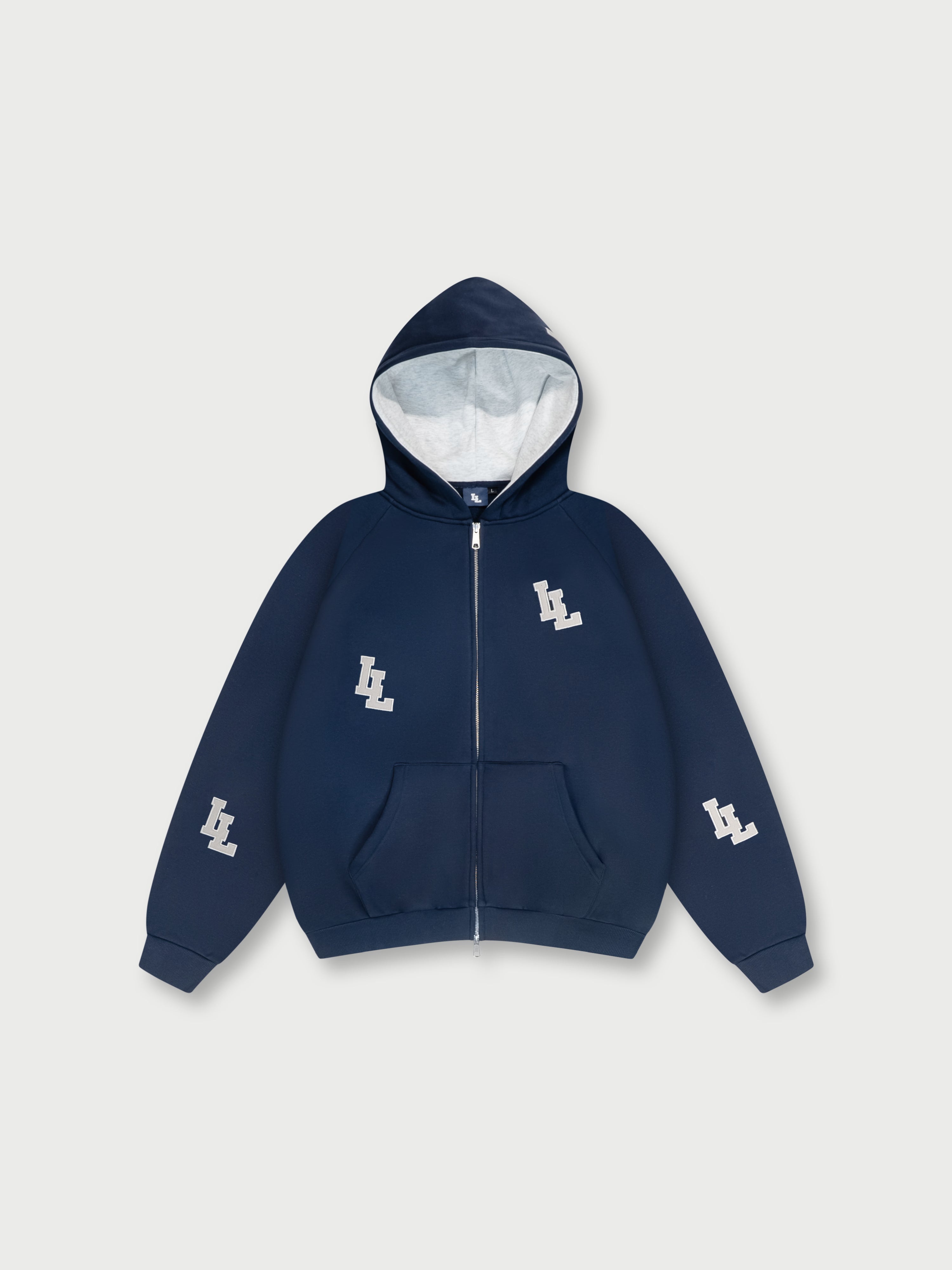 2L ZIP HOODIE - NAVY/GREY
